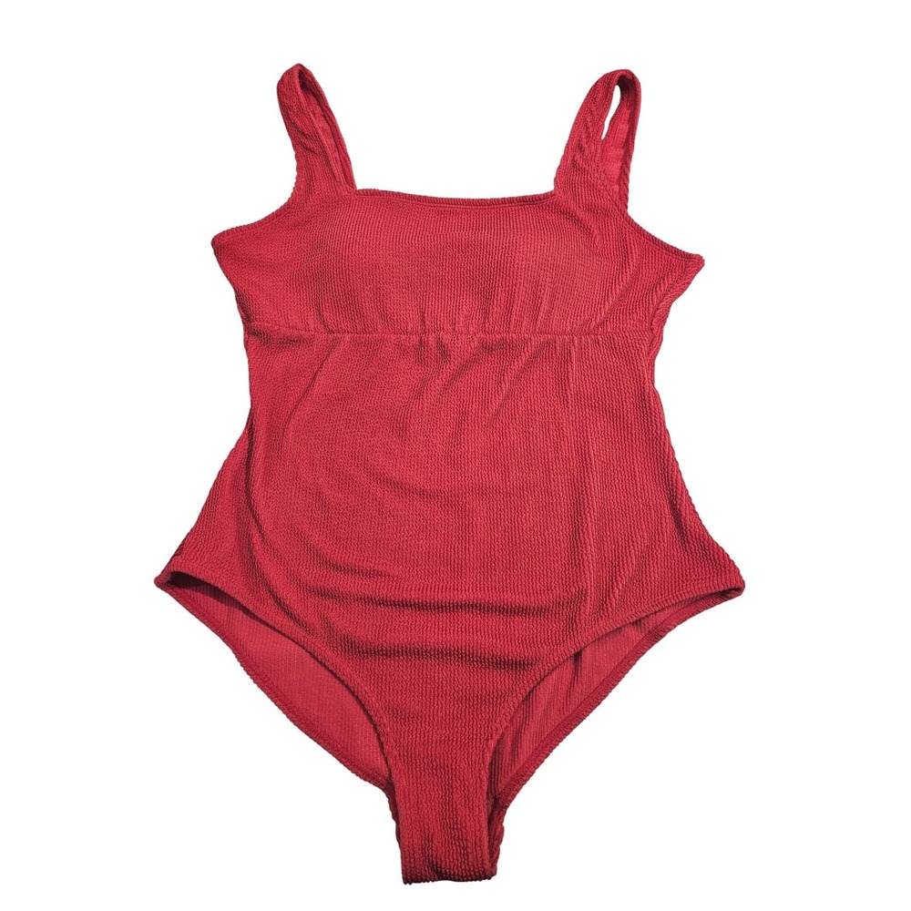 Seraphine Maternity Swimsuit Women L Red Textured Square Neck One Piece Swimwear